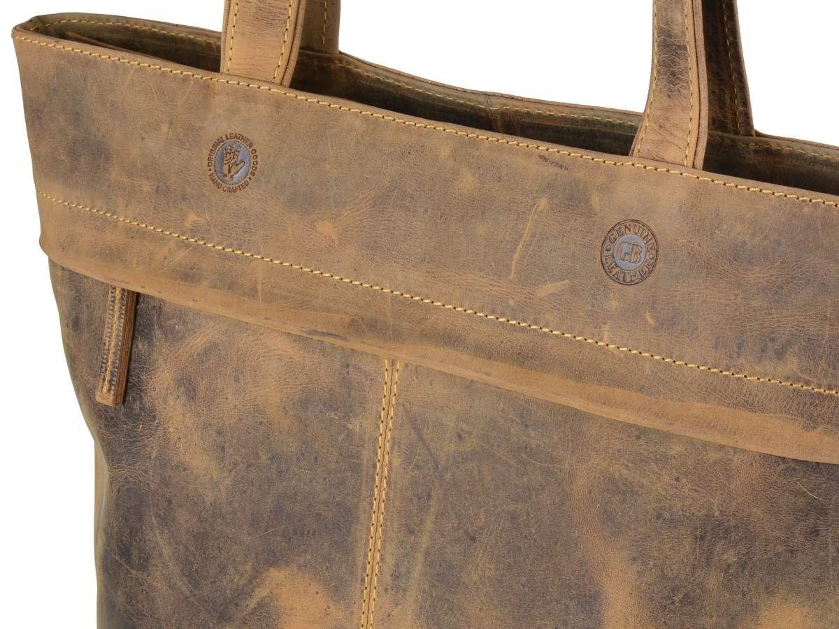 Handtasche 39x31cm, Schultertasche Vintage, used antikbraun Greenburry Look, Shopper,