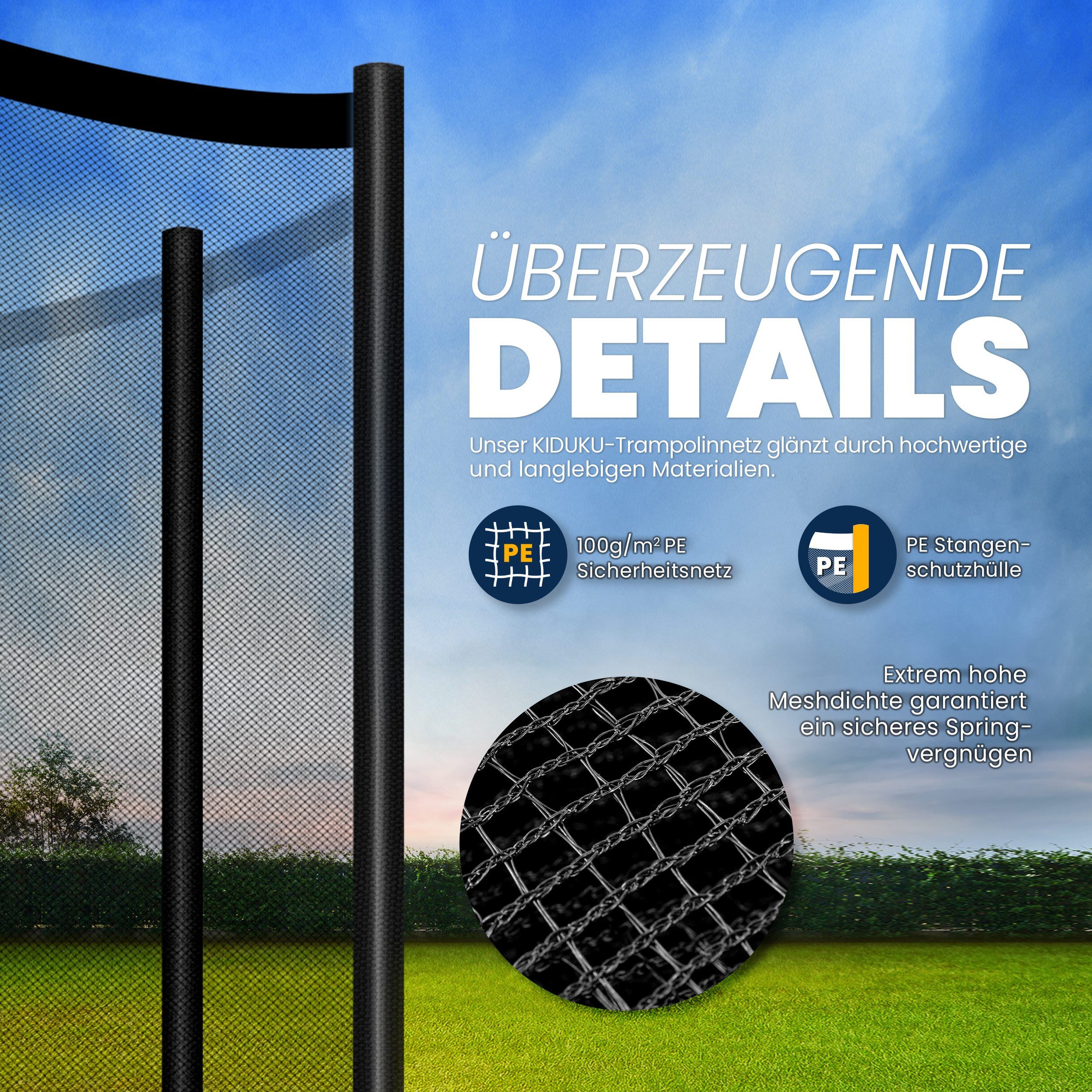 KIDUKU Trampolinnetz, Trampolin Ersatznetz Sicherheitsnetz Trampolinersatznetz