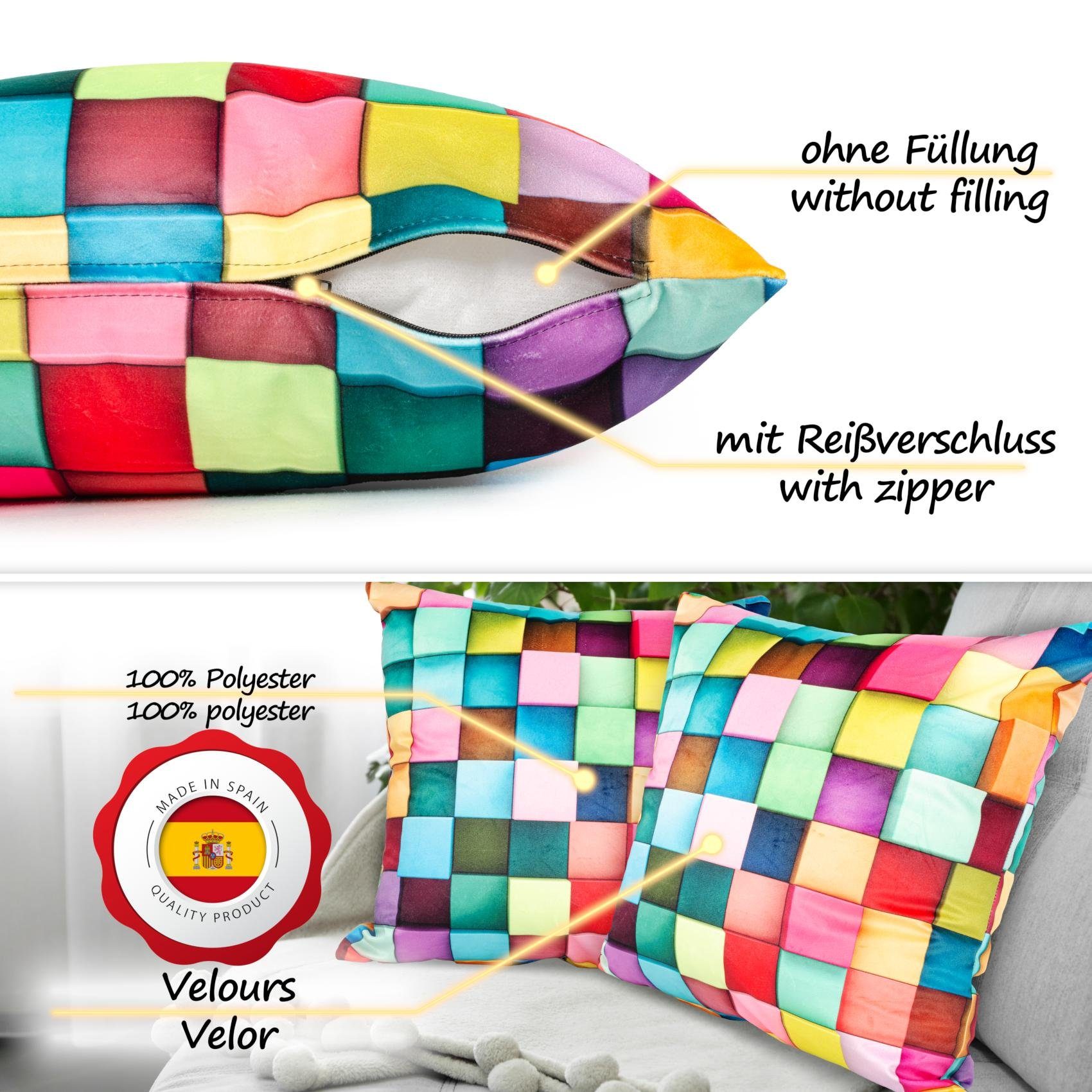ANRO Dekokissen Verschiedene Kissenbezug Velours mit Motiv Zierkissen, Microfaser-Flanell