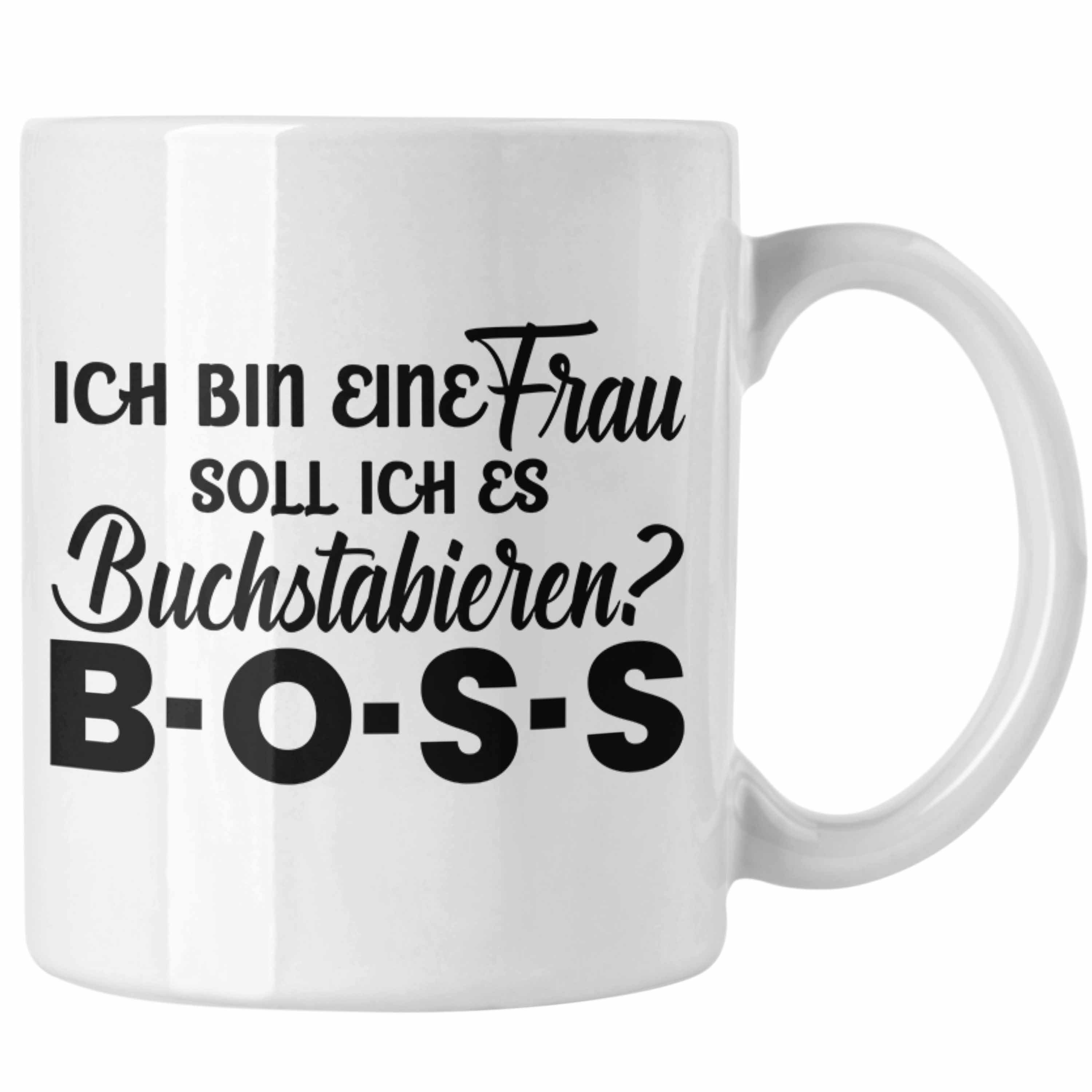 Trendation Tasse Trendation - Frauen Tasse Geschenk Boss Tasse mit Spruch für Frauen Frauentag Starke Frau Weiss