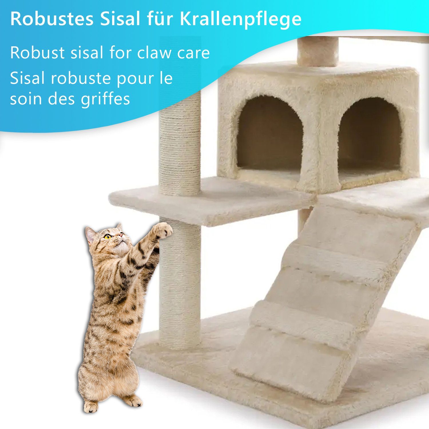 GOPLUS Kratzbaum 122 Cm - Katzenbaum Mit Höhle, Kratzpfosten & Pflegebürste