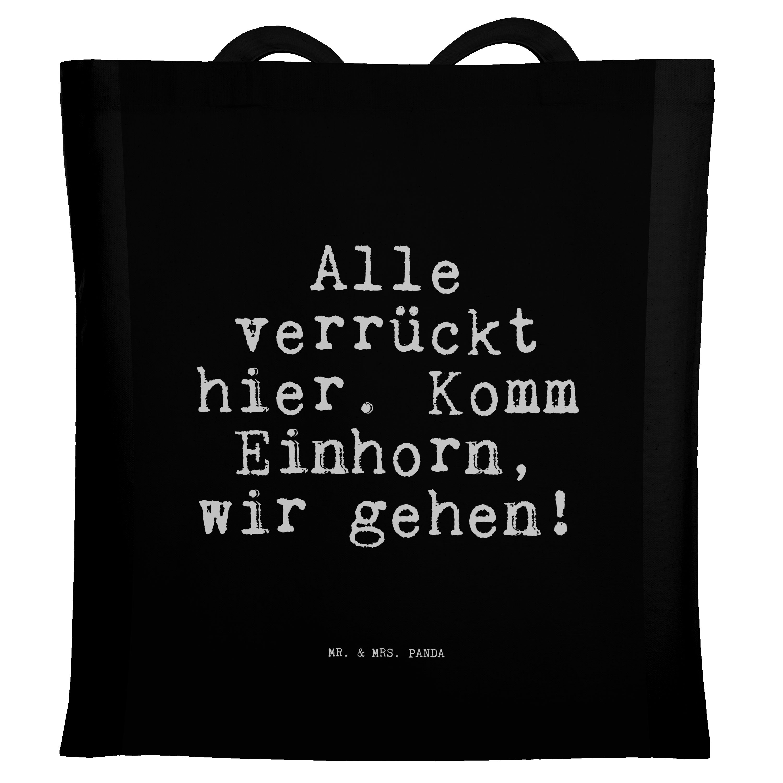 hier. - Komm... Mr. Alle Glitzern, Geschenk, (1-tlg) - & verrückt Tragetasche Einkaufst Schwarz Panda Mrs.