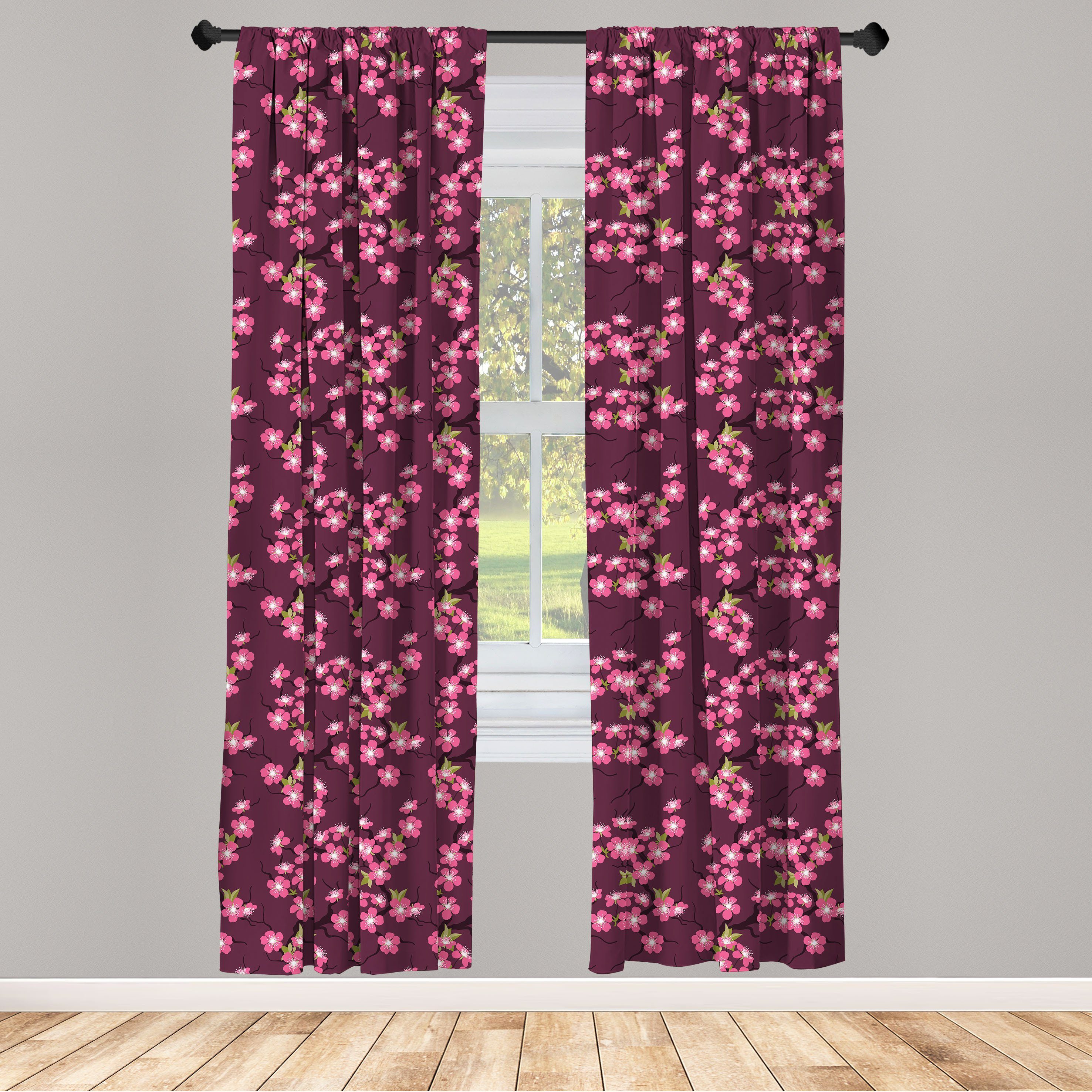Gardine Vorhang für Wohnzimmer Schlafzimmer Dekor, Abakuhaus, Microfaser, Kirschblüte April in Asien