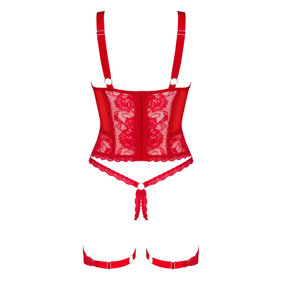 Obsessive Corsage OB Belovya (ML,XSS,XXL) thong - & red corset