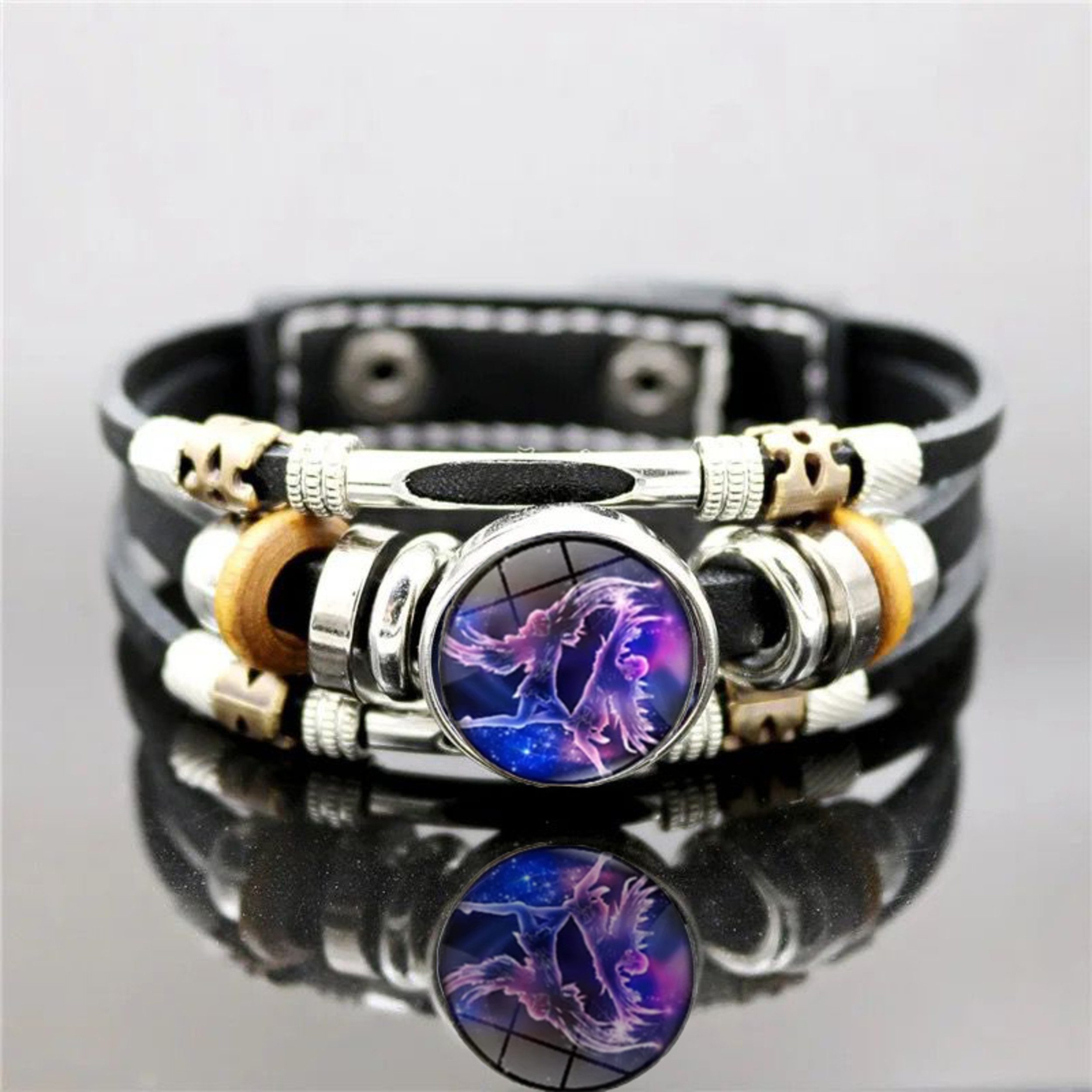Stelby Armband mit Gravur Armband Sternzeichen Zwillinge mit 3D Gravur im Glas (Weihnachtsgeschenk, Geburtstagsgeschenk, Valentinstaggeschenk, modern, minimalistisch), langlebig, pflegeleicht, unisex