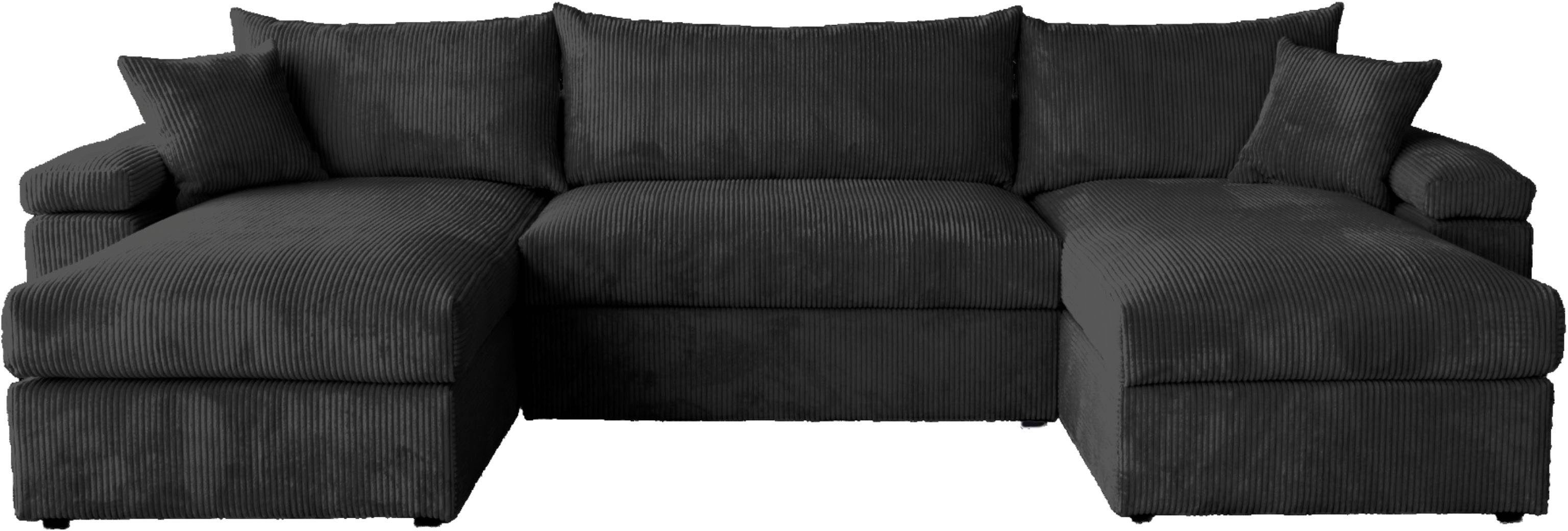 OTTO home Wohnlandschaft Cosy U-Form, B: 309 cm, Sitzaufbau im Sandwich-Federkern, 2 Zierkissen, Mega-Sofa, Cord oder Struktur weich, Kaltschaumauflage