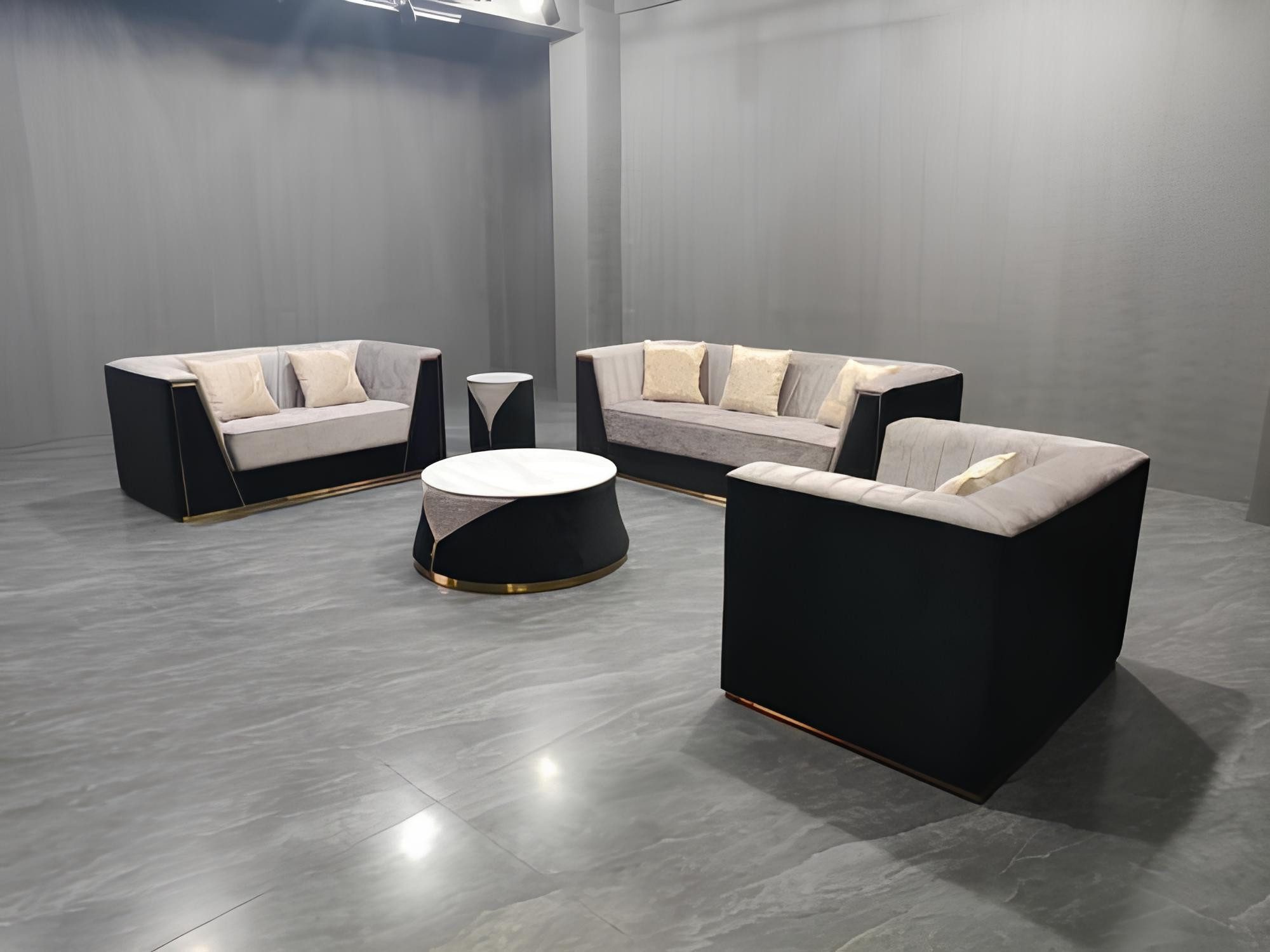 Xlmoebel Polstergarnitur Medusa Sofa Set in modernem Design mit Couchtisch und Sesseln, (Sofa Set, 4-tlg., 4tlg.Sofagarnitur 3 + 2 + 1 Sitzer + Couchtisch), Hergestellt in Europa