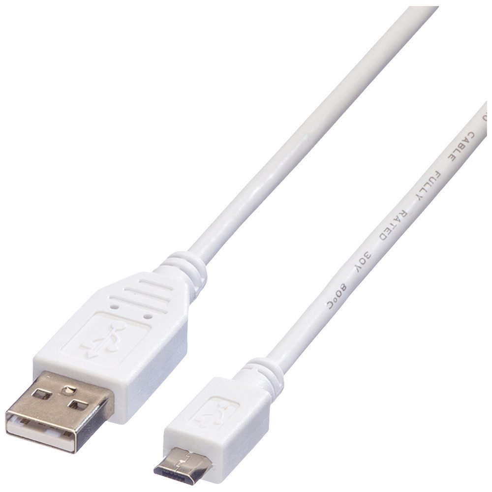 VALUE Value USB-Kabel USB 2.0 USB-A Stecker, USB-Micro-B Stecker 3.00 m Wei USB-Kabel, (300.00 cm)