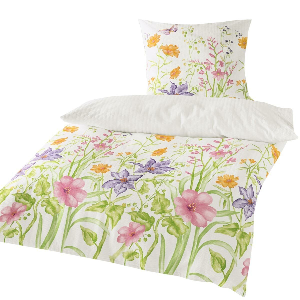 TRAUMSCHLAF Bettwäsche Blumenwiese, Seersucker, 2 teilig, luftig leichte bügelfreie Qualität – Bild 4 von 4
