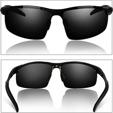 SOTOR Sonnenbrille Herren Sportbrille Polarisierte Sonnenbrille Fahrerbrille Ultraleichte (1-St) Al-Mg Metallrahmen UV400-Schutz Männer Sonnenbrillen