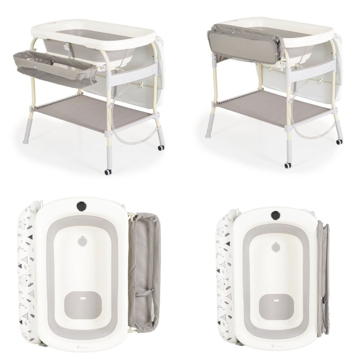 Cangaroo Babybadewanne Garda 2 in 1, Digitalthermometer, Sicherheitsgurt, Aufbewahrungskorb, Räder – Bild 3 von 5