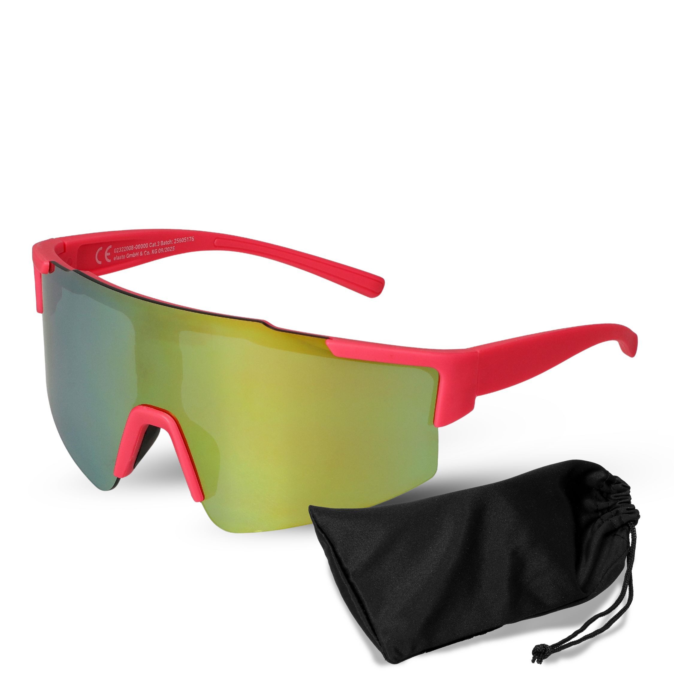 elasto Sonnenbrille Schnelle Brille mit verspiegelten Gläsern inkl. Mikrofaser Pouch