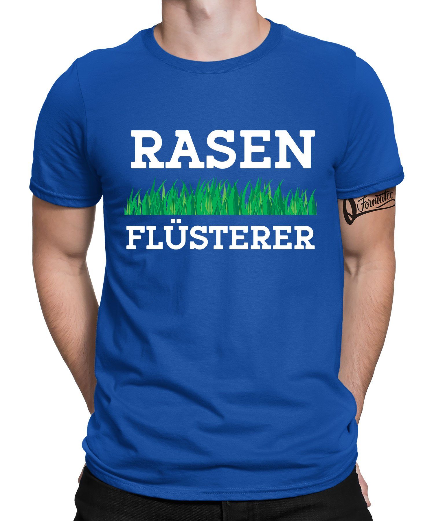 Quattro Formatee Kurzarmshirt Rasen Flüsterer - Garten Gemüse Gärtner Hobbygärtner Herren T-Shirt (1-tlg) Blau