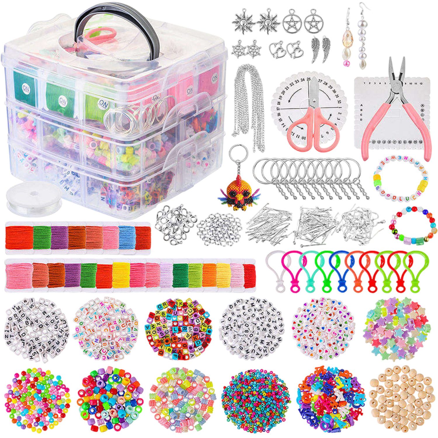 Schmuckset Armband Perlen Set mit Werkzeug und Aufbewahrungsbox
