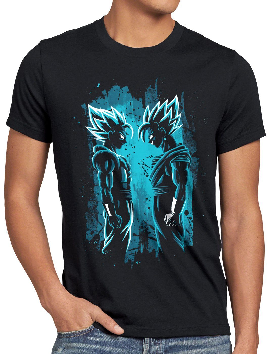 style3 Print-Shirt Herren T-Shirt Super-Saiyajin Blue dragon roshi ball vegeta evolution db