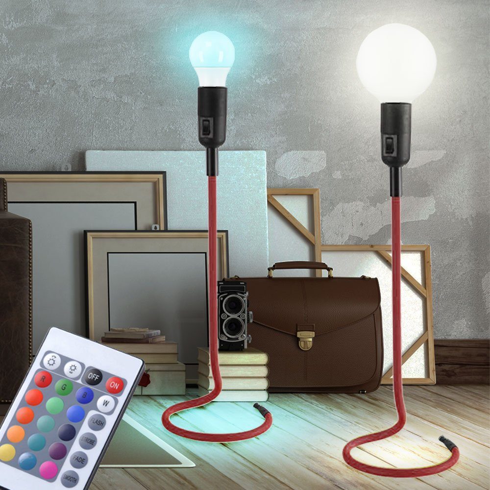Lampen RGB LED Fernbedienung Wohn etc-shop Tisch Rot Schreibtischlampe, Leuchten Design Retro Zimmer