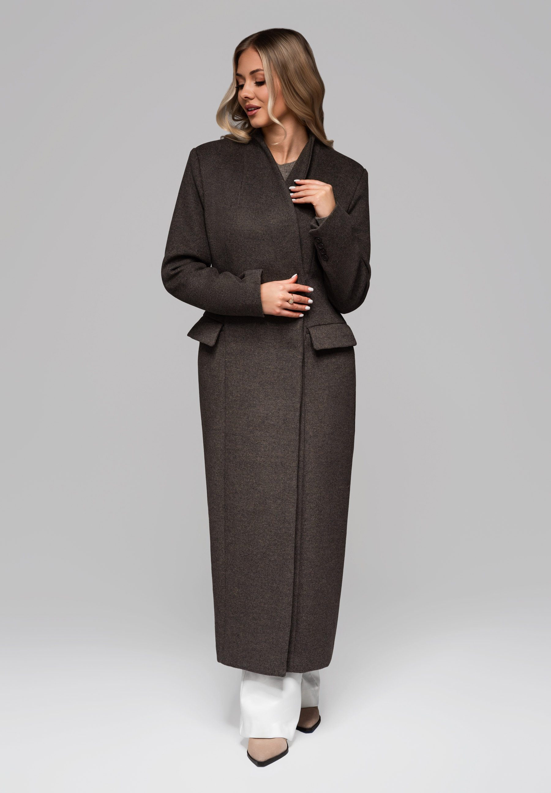 OMBRE Wintermantel Eleganter Damenmantel Langer Damenmantel in modernem Cof günstig online kaufen