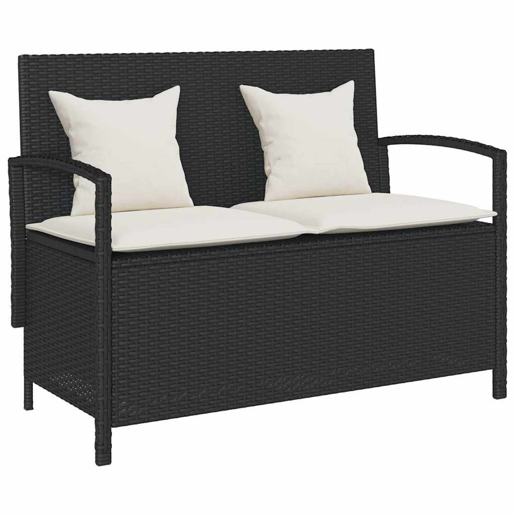 vidaXL Gartenbank Gartenbank mit Stauraum und Kissen Schwarz Poly Rattan (1-St)