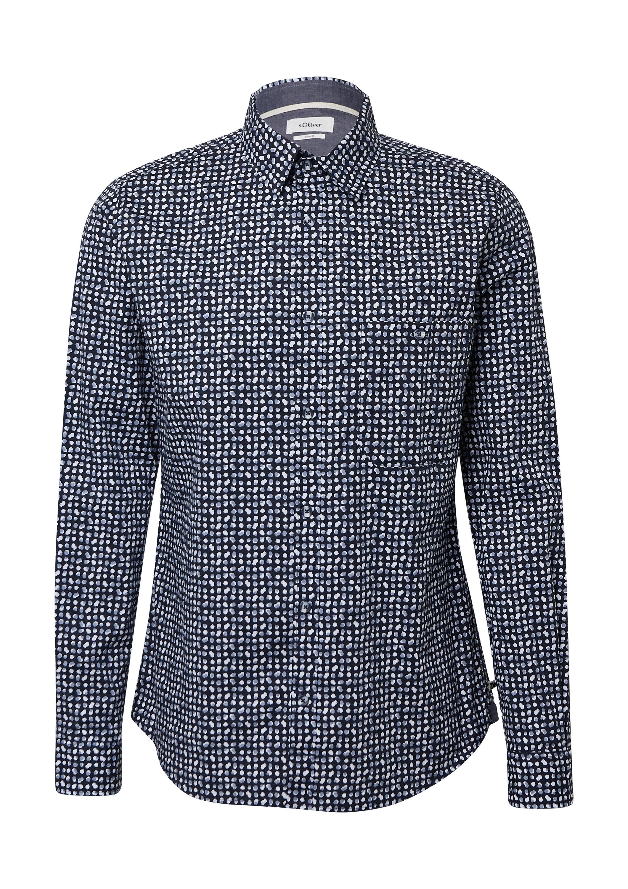s.Oliver Langarmhemd Hemd Slim Fit: Gemustertes Hemd aus Baumwollstretch günstig online kaufen