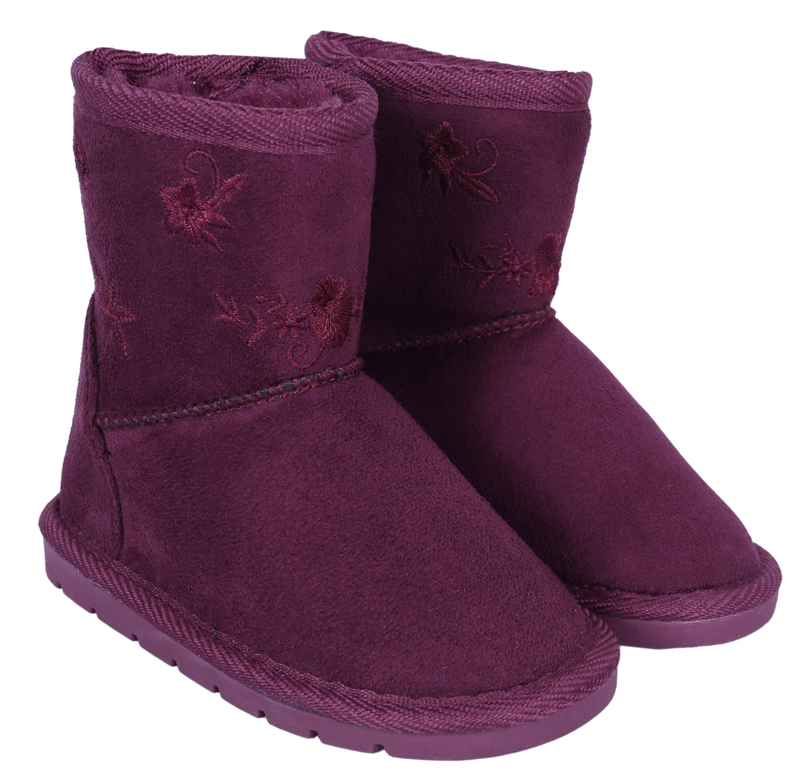 Sarcia.eu Dunkelrote Winterstiefel/Eskimoschuhe mit Blumen 28 EU Stiefel