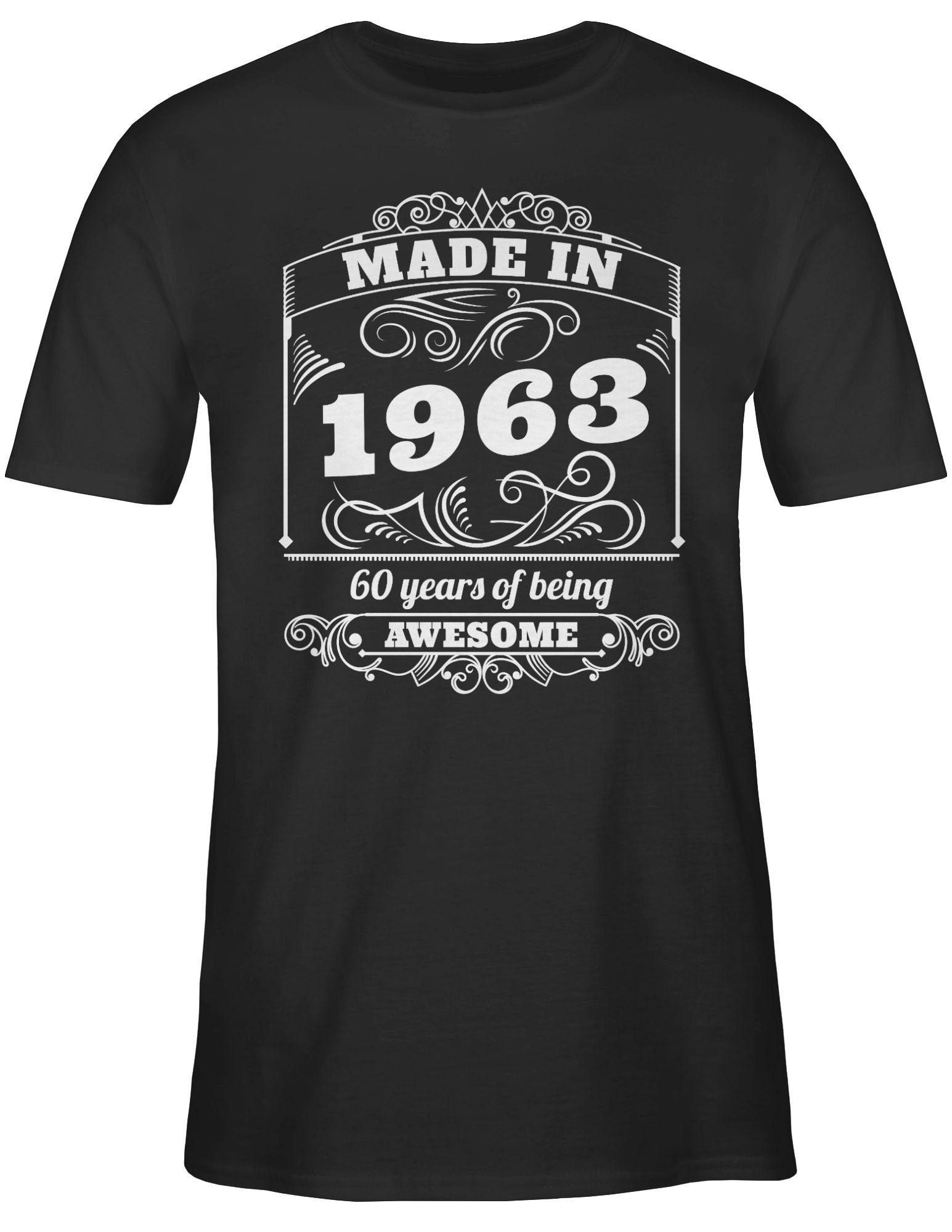 1 1963 Geburtstag of Schwarz T-Shirt 60. Made being in Sixty Shirtracer awesome years