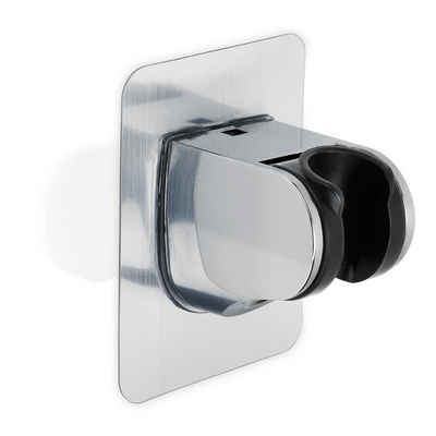 Intirilife Brausehalter Verstellbarer Duschkopfhalter zum Kleben Silber, Handbrause Halterung ohne Bohren - 9.5 cm x 7 cm