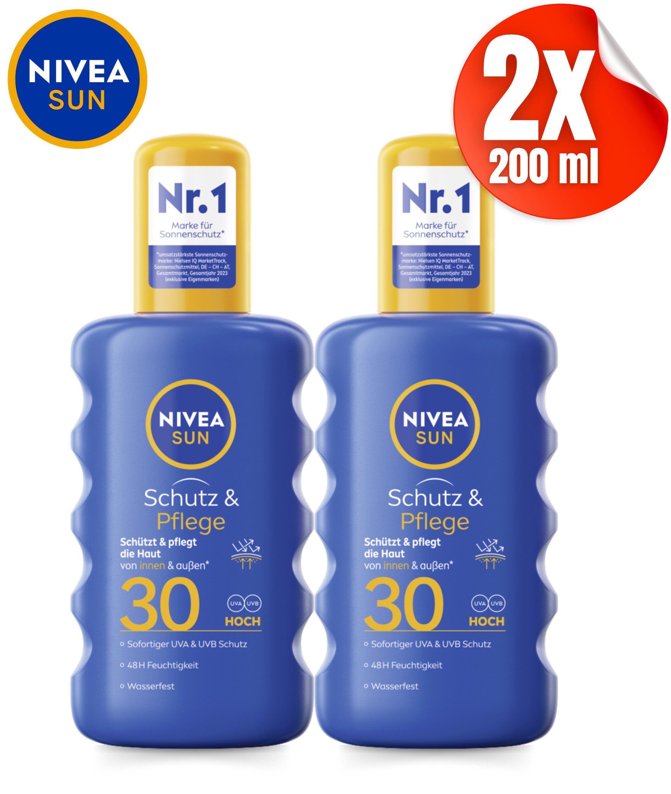 Nivea Sonnenschutzspray SUN Schutz & Pflege Sonnenspray LSF 30, 2-tlg., 2er Pack (2x 200ml)