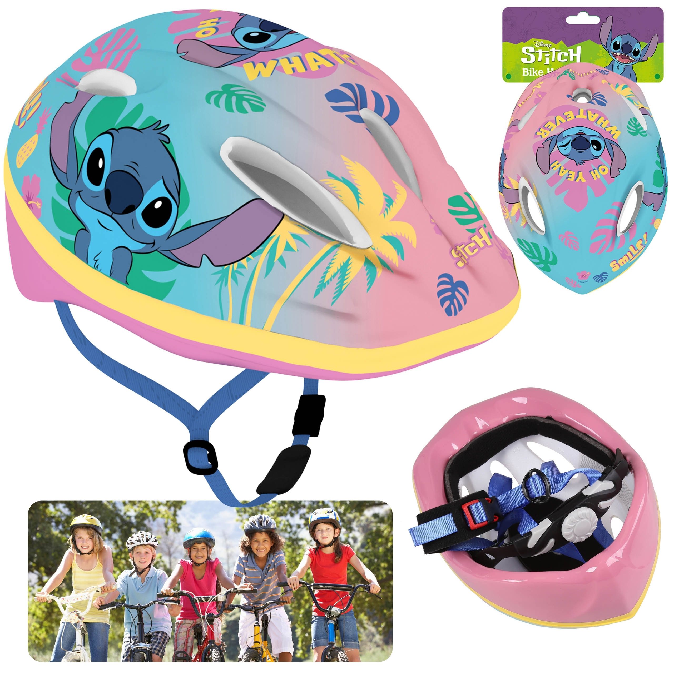 Disney Kinderfahrradhelm DISNEY Stitch Bunter Kinderfahrradhelm,Mädchen,verstellbar 52-56 cm