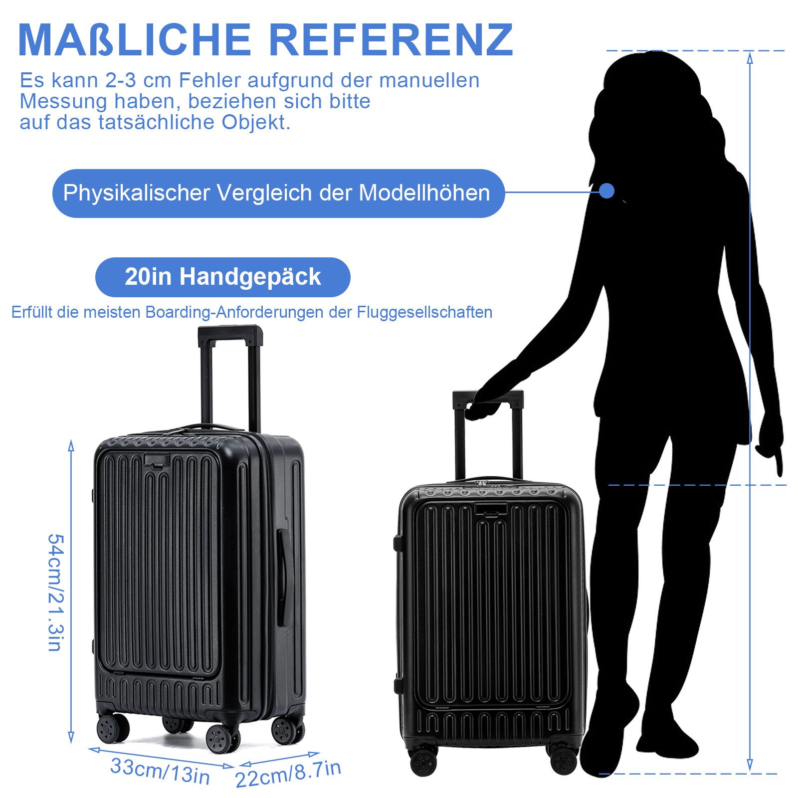 TWSOUL Hartschalen-Trolley Handgepäck Koffer, mitGetränkehaltern USB-Anschl günstig online kaufen