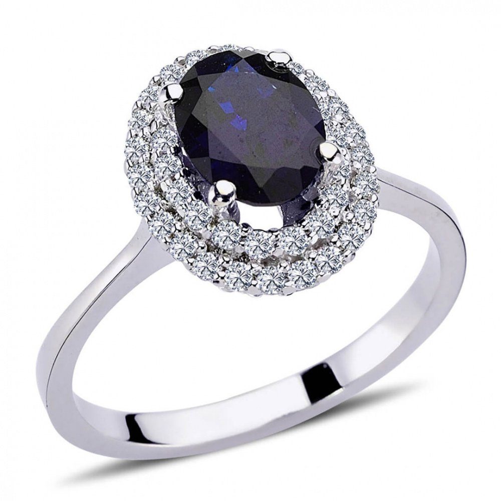 EinStein Diamant Diamantring Diamant Oval Saphir Entourage Halo Ring 14 Kar günstig online kaufen