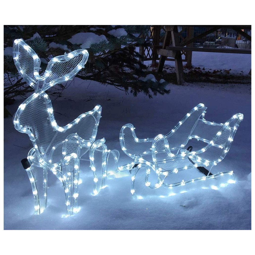 Gartenpirat LED Dekofigur Rentier mit Schlitten 100 x 49 cm 216 LED Weihnac günstig online kaufen