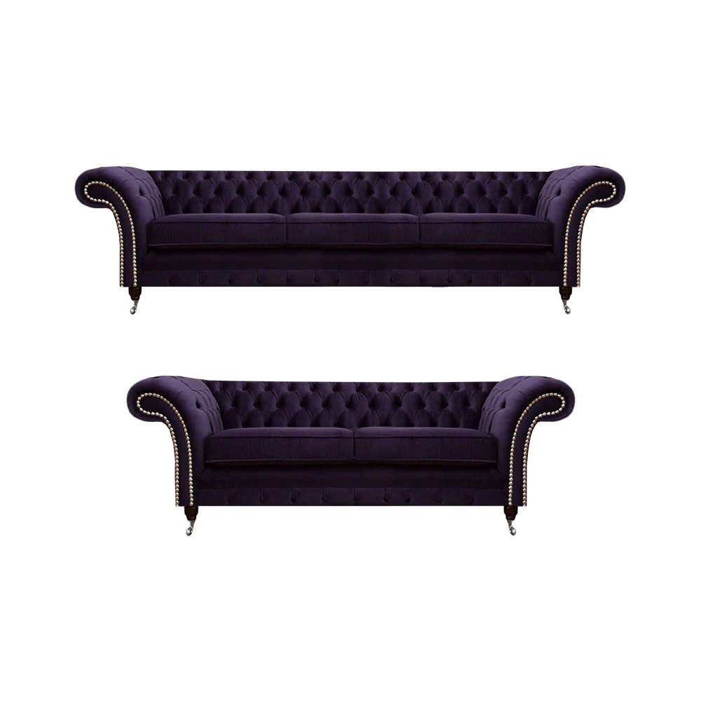 JVmoebel Chesterfield-Sofa Luxus Sofagarnitur im Chesterfield-Design aus hochwertigem Stoff, 2 Teile, Made in Europa
