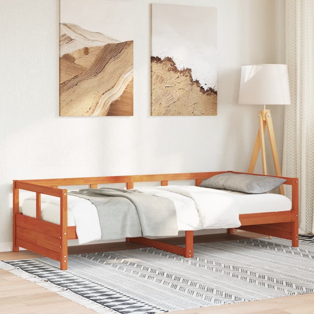 vidaXL Bett, Tagesbett ohne Matratze Wachsbraun 80x200 cm Massivholz Kiefer günstig online kaufen