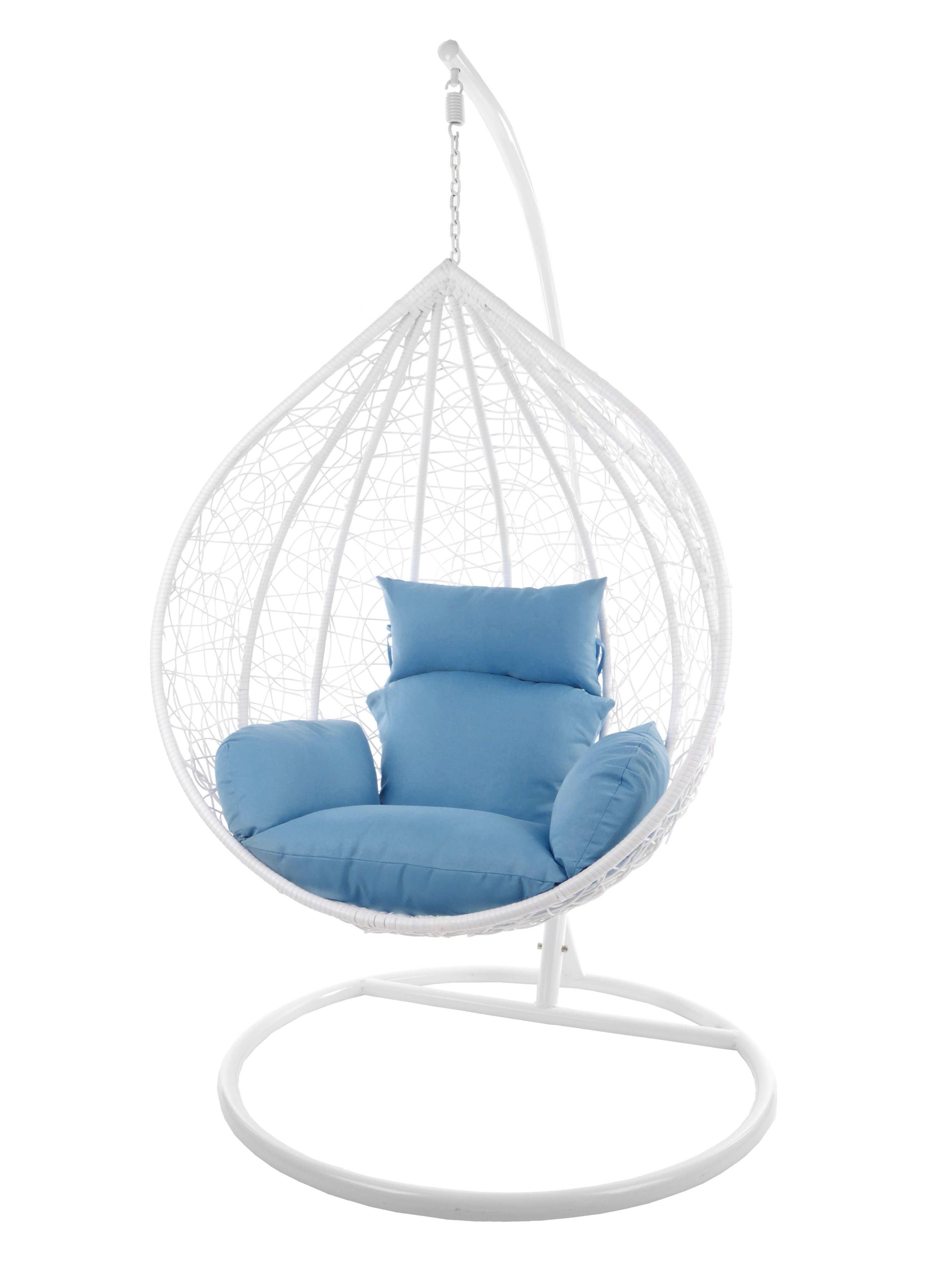 KIDEO Hängesessel Hängesessel Chair, königsblau weiß mit Loungemöbel, MANACOR Swing Kissen, (5070 und weiß, großer royalblue) XXL Gestell Hängesessel