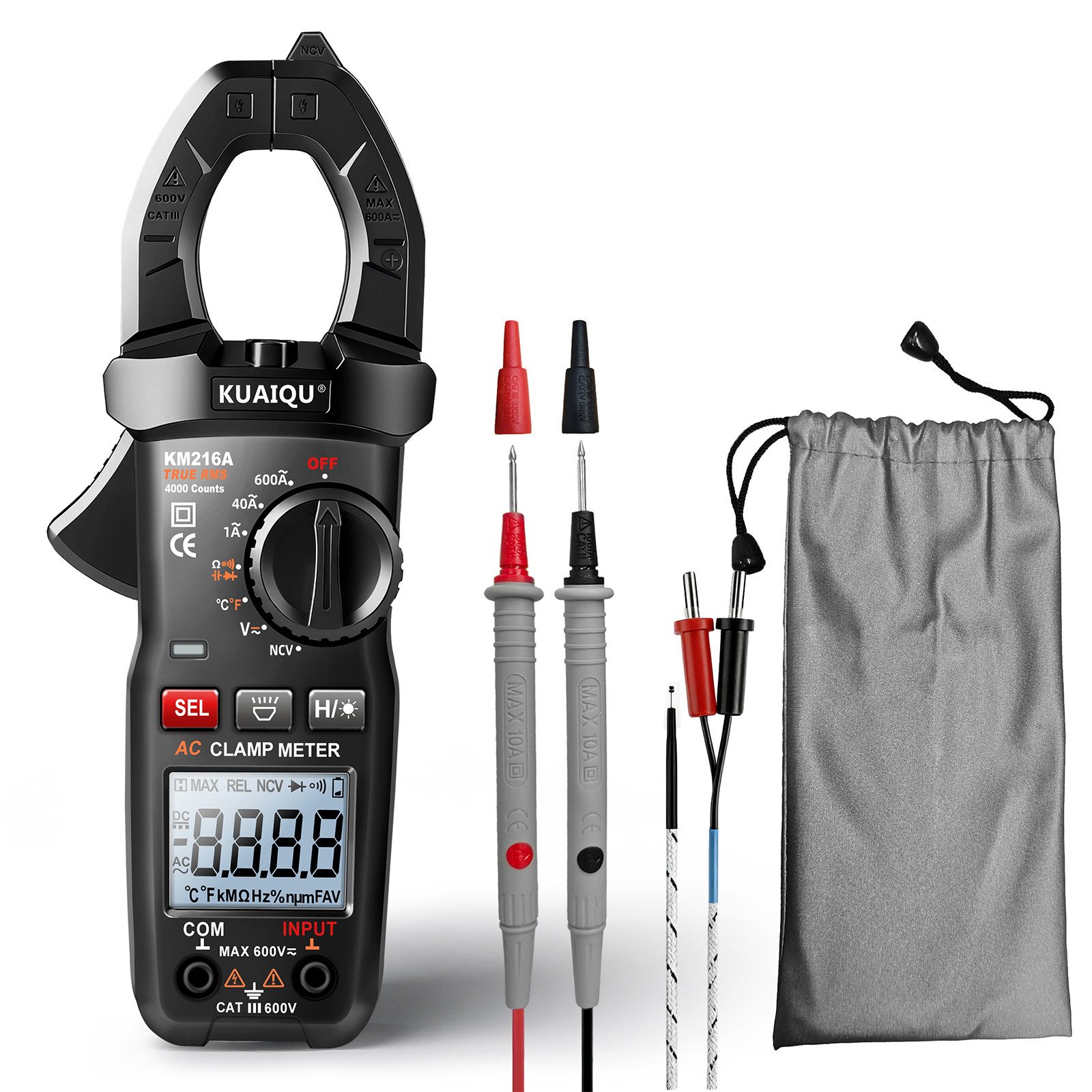 BBWL Multimeter AC-Zangenmultimeter 600A mit NCV, LED-Taschenlampe, LCD-HOLD für sichere Elektrodiagnose im Haushalt