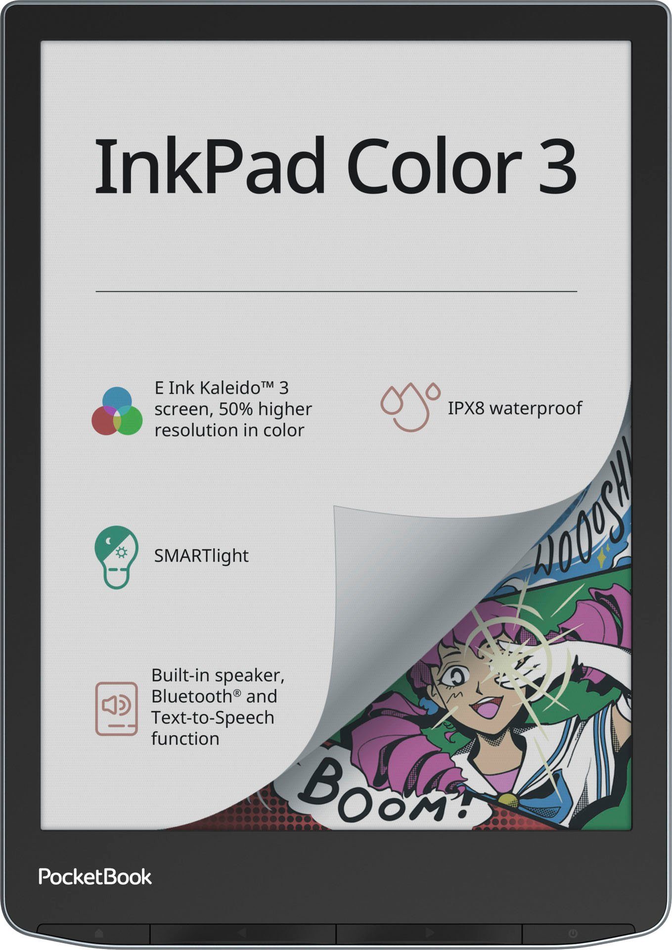 PocketBook InkPad Color mit (7,8", Lautsprecher GB, Bluetooth-Schnittstelle) 32 Reader und E-Book E-Book 3
