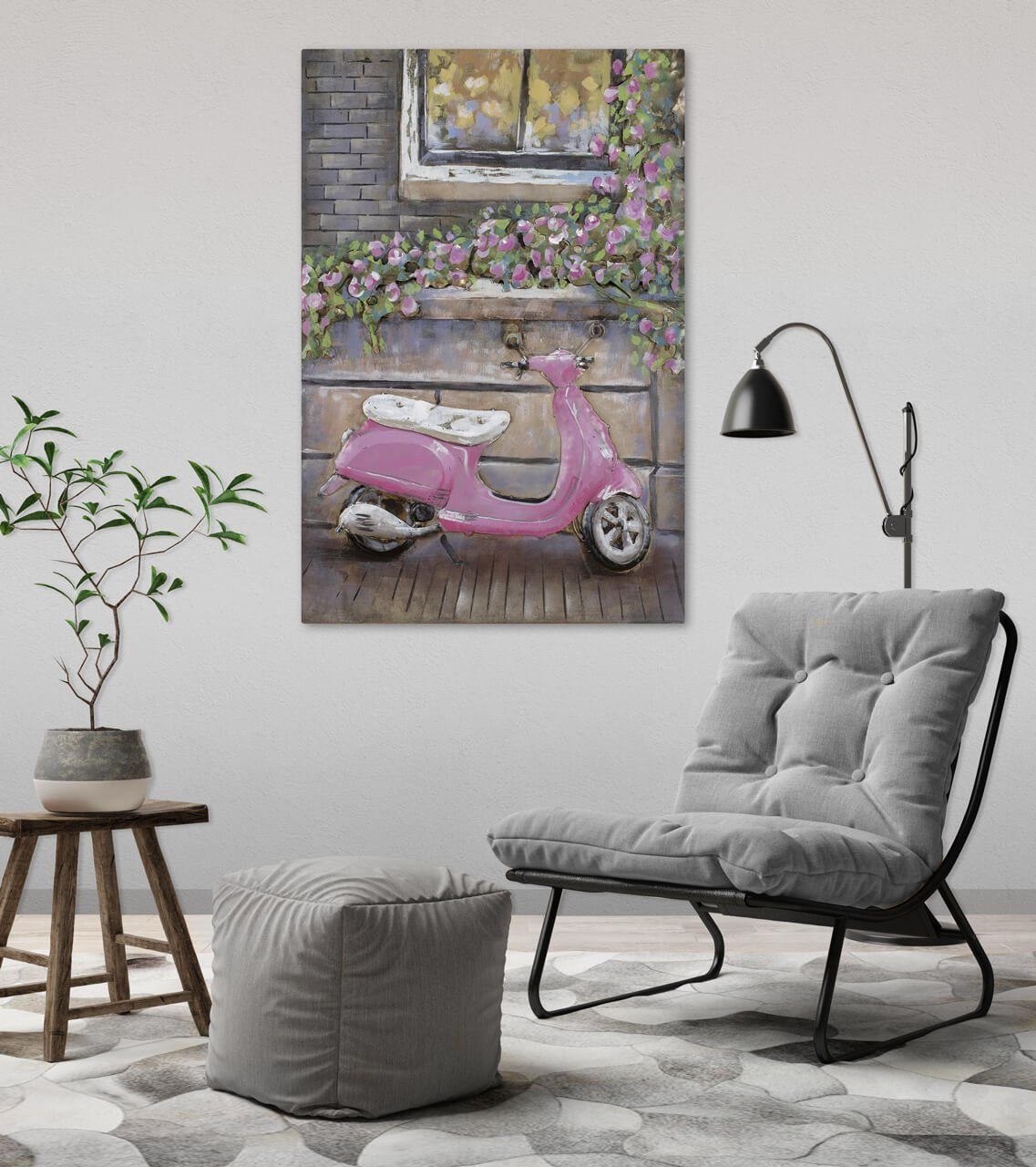 KUNSTLOFT Metallbild 3D Wandrelief Ride 60x90 cm, Pink handgefertiges
