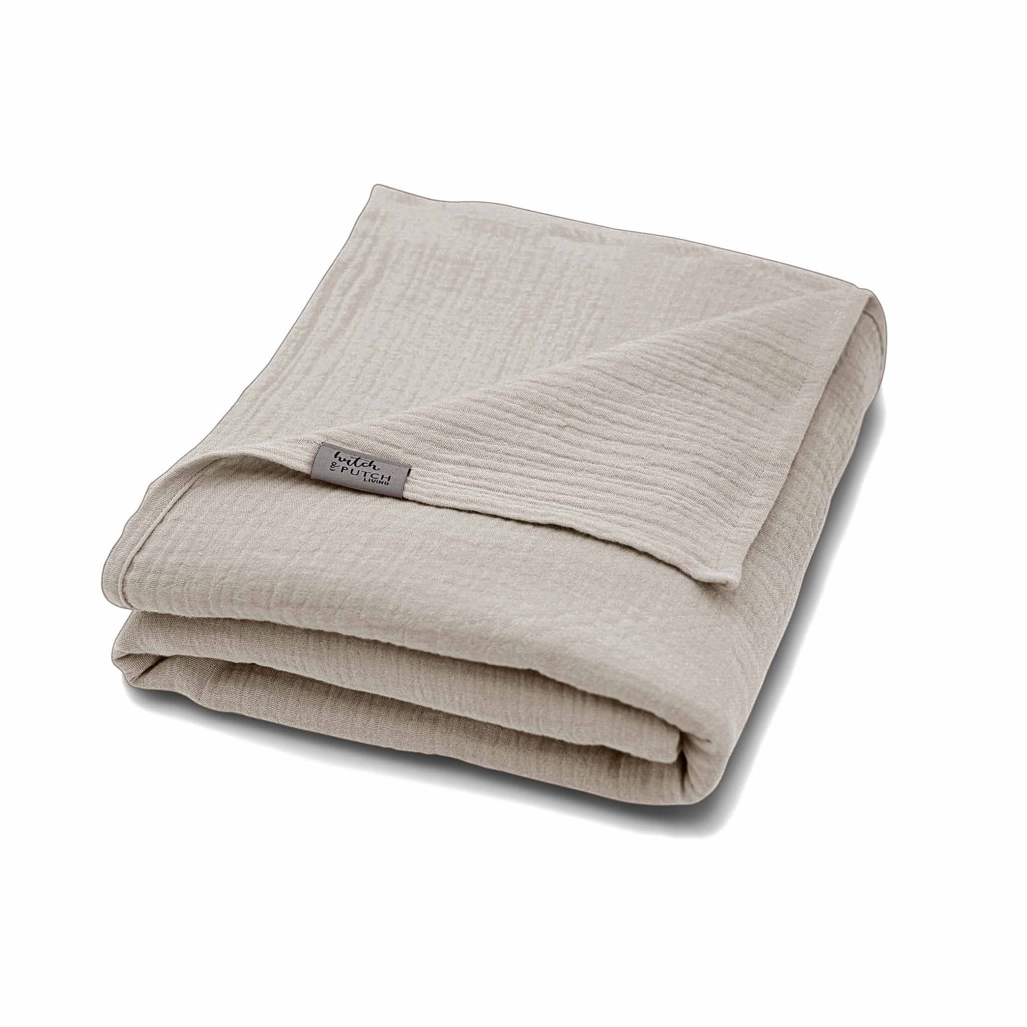 Wohndecke Musselin Sommerdecke für warme Nächte - aus 100% Bio Baumwolle, hutch&putch, die perfekte leichte Decke für den Sommer - Handmade in Germany