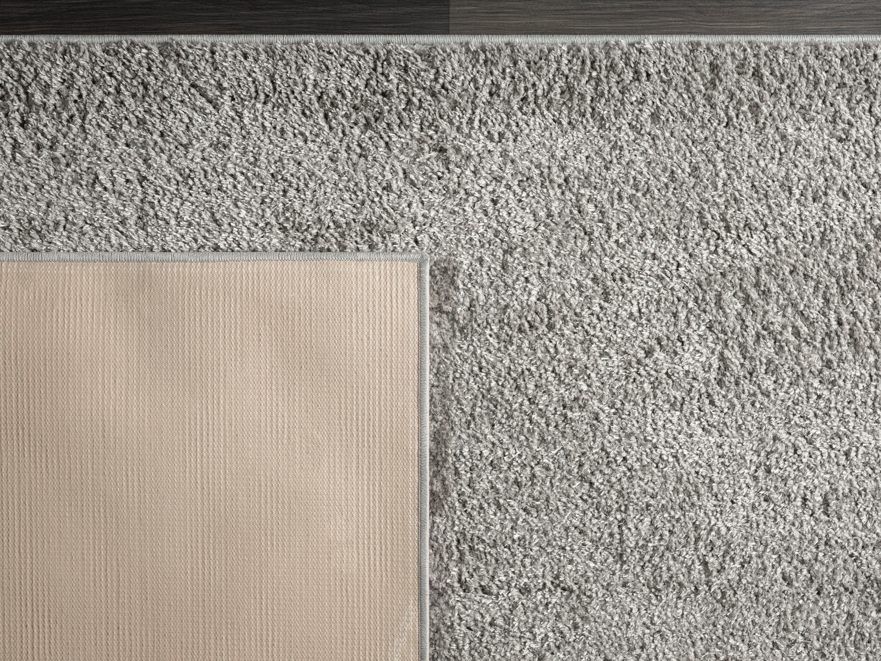 Hochflor-Teppich Andor, Höhe: my mm, rechteckig, weiche mit Mikrofaser, Haptik, home, grau 25 Anti-Rutsch-Unterseite