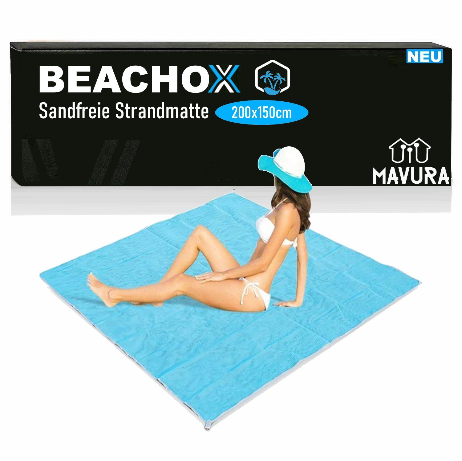 Picknickdecke BEACHOX Sandfreie Stranddecke Strandtuch Campingmatte Picknick Decke