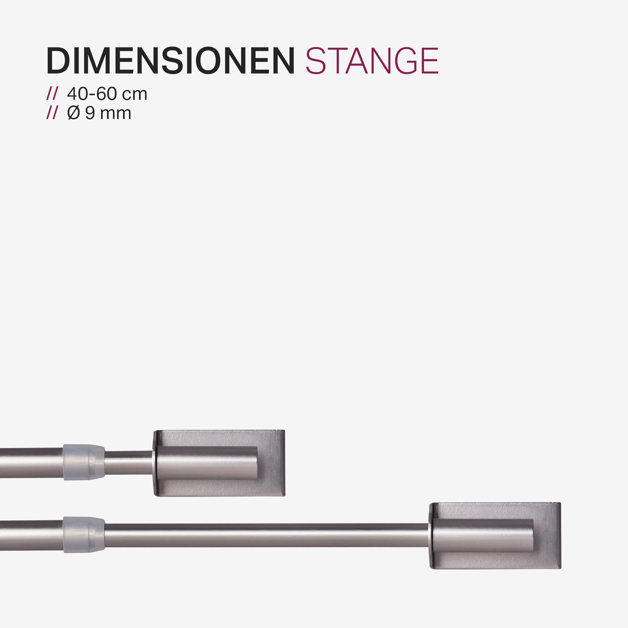 Bestlivings Spannvitrage Stange Twist, Ø 9 mm, 1-läufig, ausziehbar, geklemmt, gespannt, ohne Bohren, ohne Schrauben, ohne Kleben, Metall, Gardinenstange