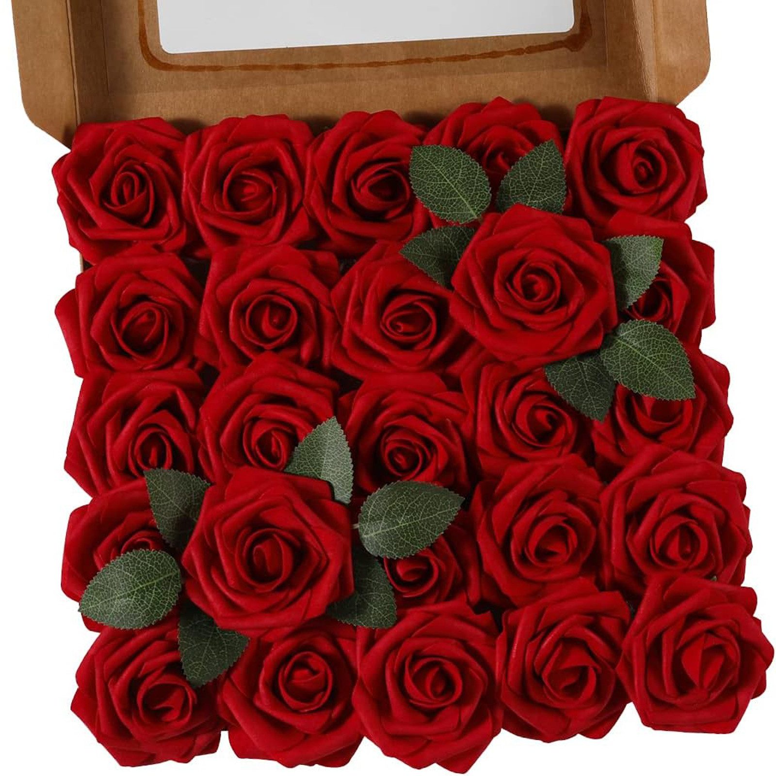Kunstblume 25 Stück Künstliche Rose Blume Gefälschte Rosen Blumen Blumensträuße Rose, MODFU, Höhe 21.5 cm, Kunstpflanze Basteln Valentinstag Geschenk Hochzeit Party Haus Deko