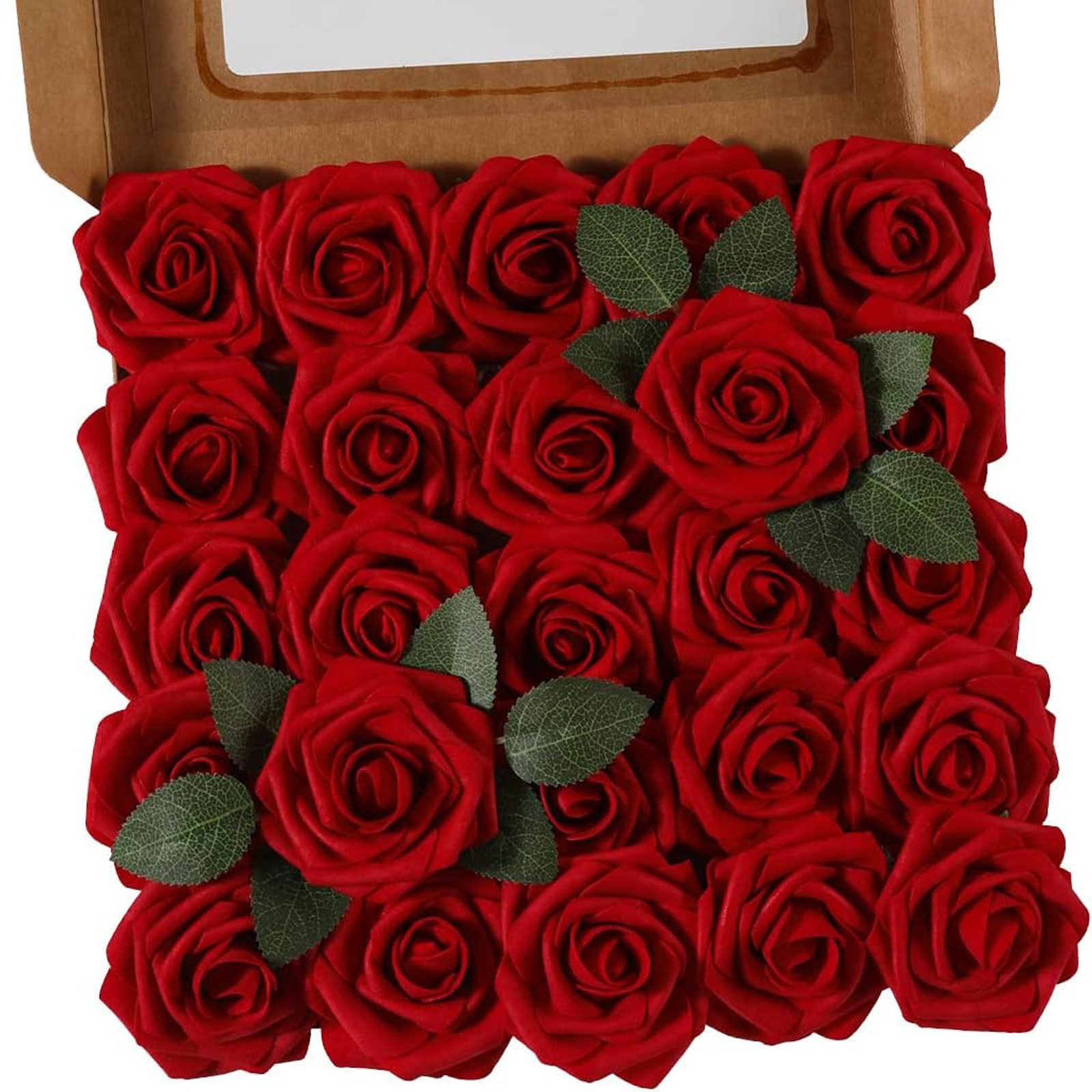 Kunstblume 25 Stück Künstliche Rose Blume Gefälschte Rosen Blumen Blumensträuße Rose, MODFU, Höhe 21.5 cm, Kunstpflanze Basteln Valentinstag Geschenk Hochzeit Party Haus Deko