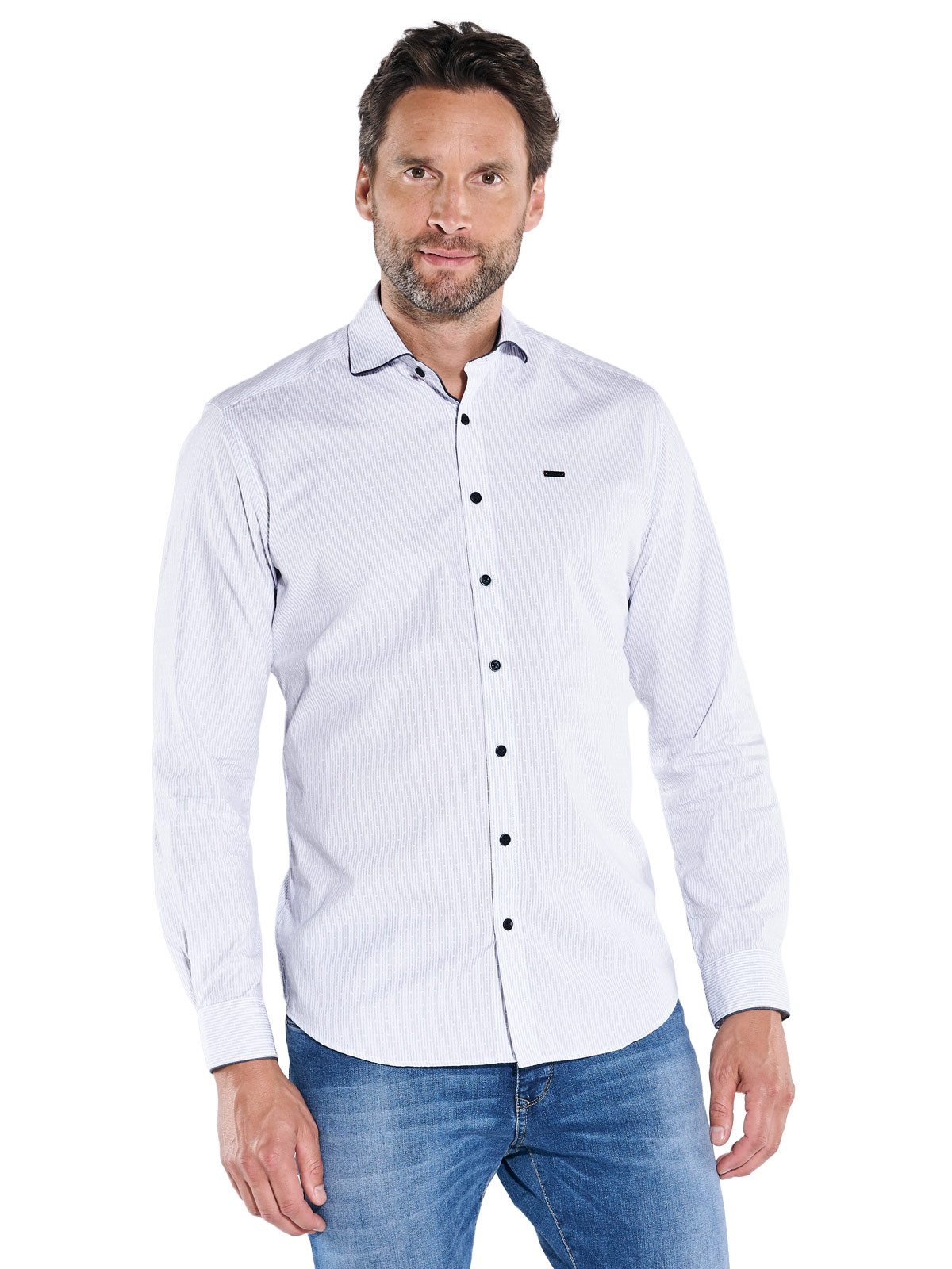 Engbers Langarmhemd engbers Herren Langarm-Hemd mit Haifischkragen, Reinwei günstig online kaufen