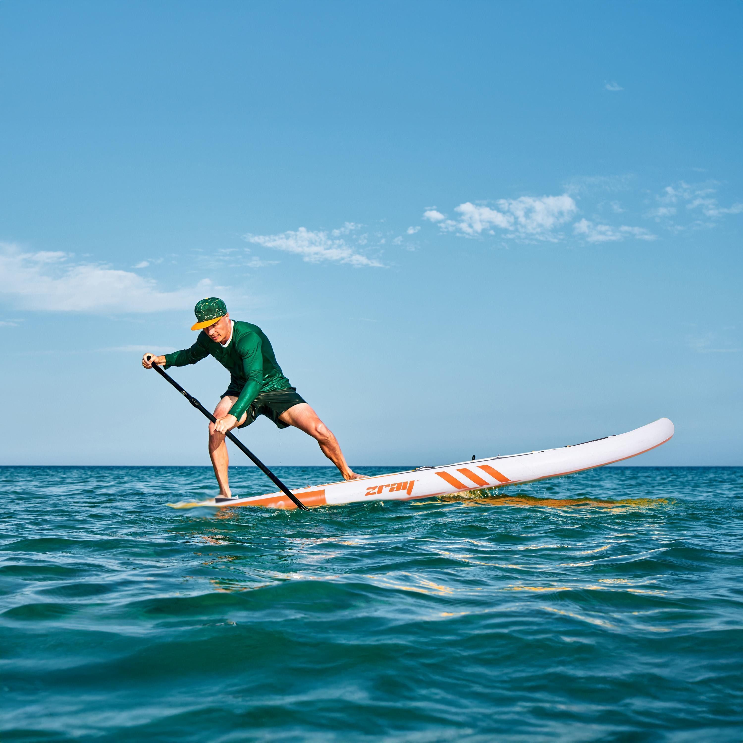 zray Inflatable SUP-Board X0 Premium SUP Komplettset orange für Kinder 275x76x13 cm, All Around Advanced, (Starkes Allround-SUP für Familien und Fortgeschrittene, 6 tlg., Stand Up Paddling Board Komplettset), für alle Gewässer geeignet