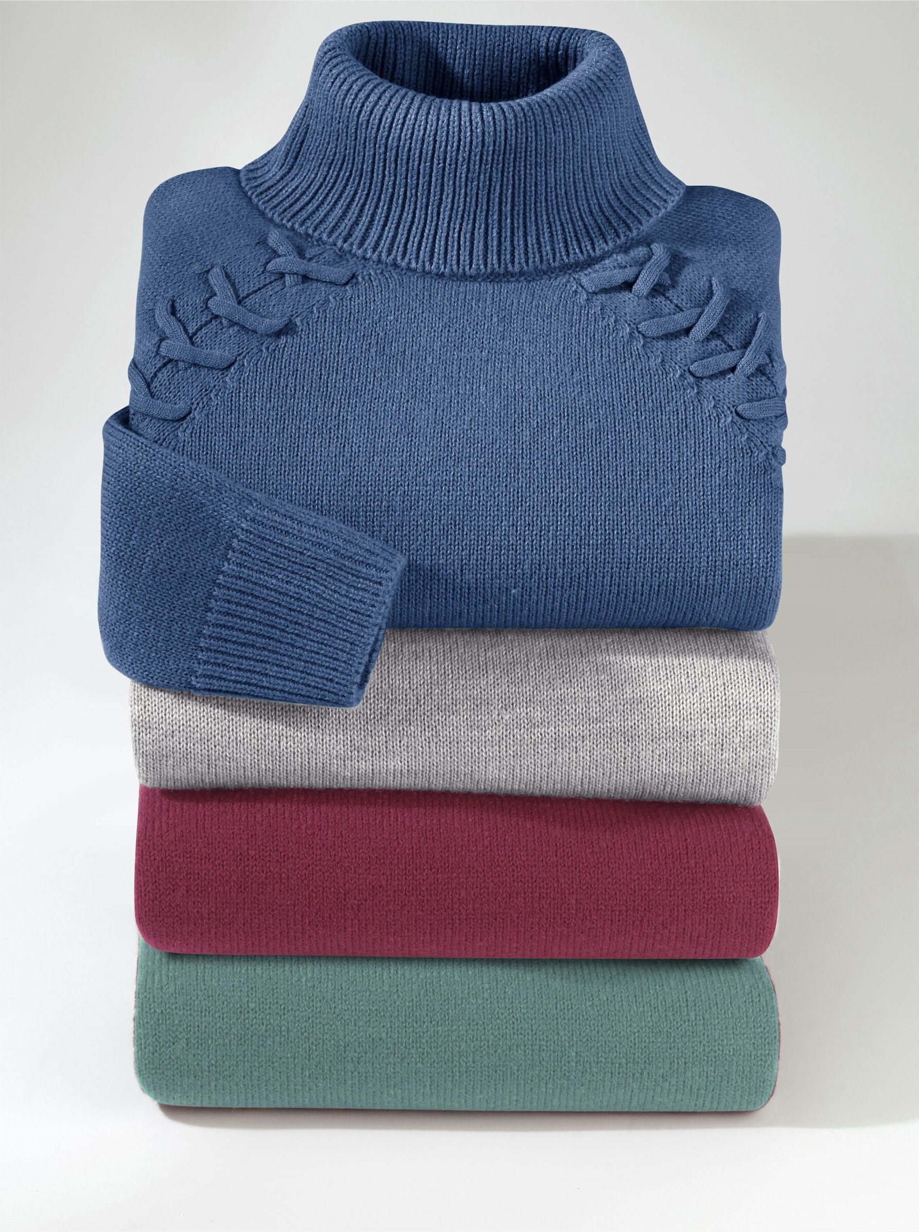 an! Strickpullover Sieh jeansblau