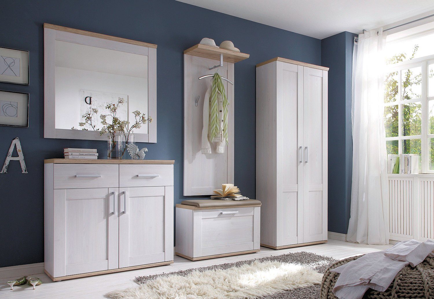 moebel-dich-auf Garderoben-Set ELEGANCE, (Komplett-Set, 5-St., Spiegel + Sc günstig online kaufen