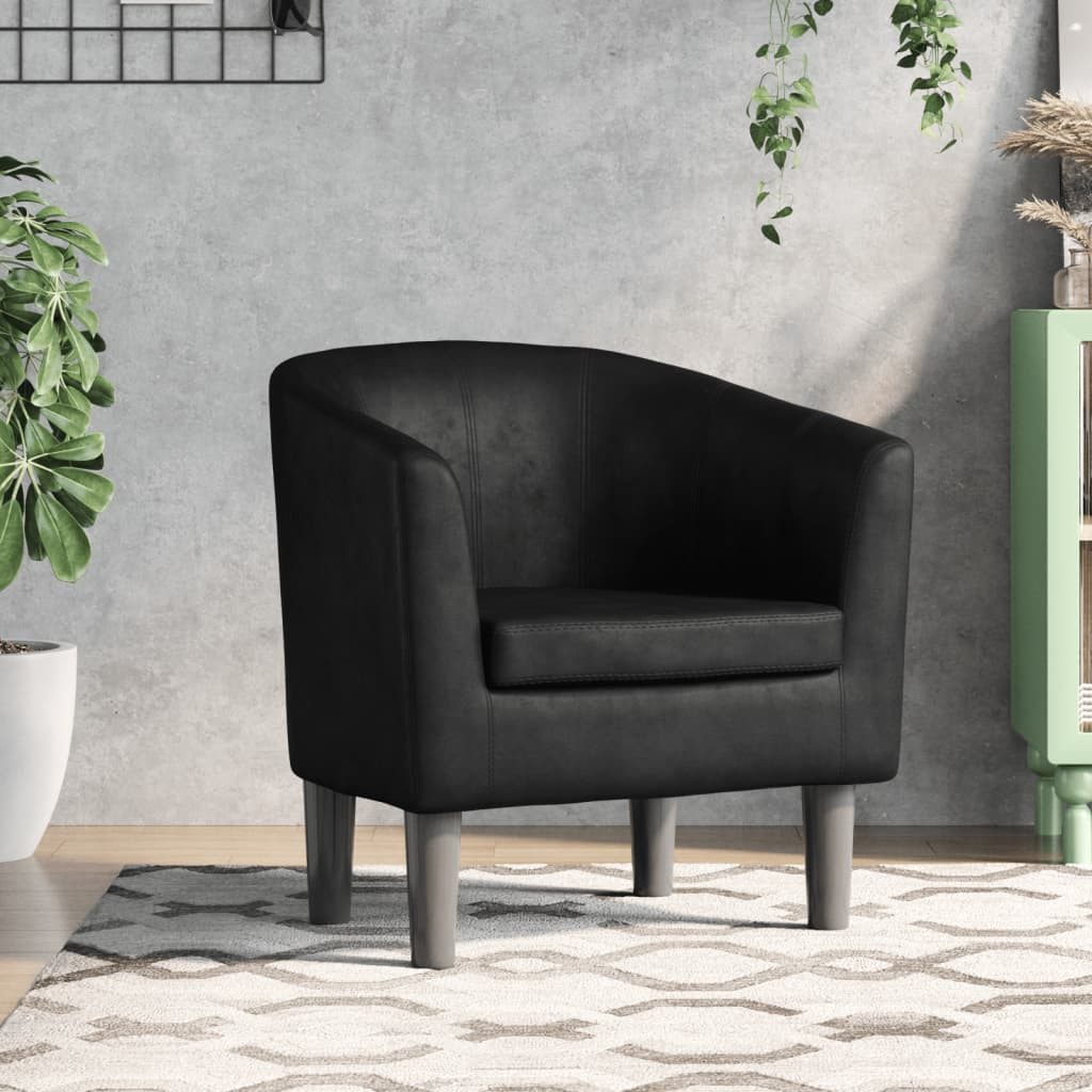 furnicato Cocktailsessel Moderner Clubsessel 70x56x68 cm Schwarz mit Massivholz-Gestell (1-St), Gepolsterter Sessel mit schmutzabweisender Oberfläche für das Büro