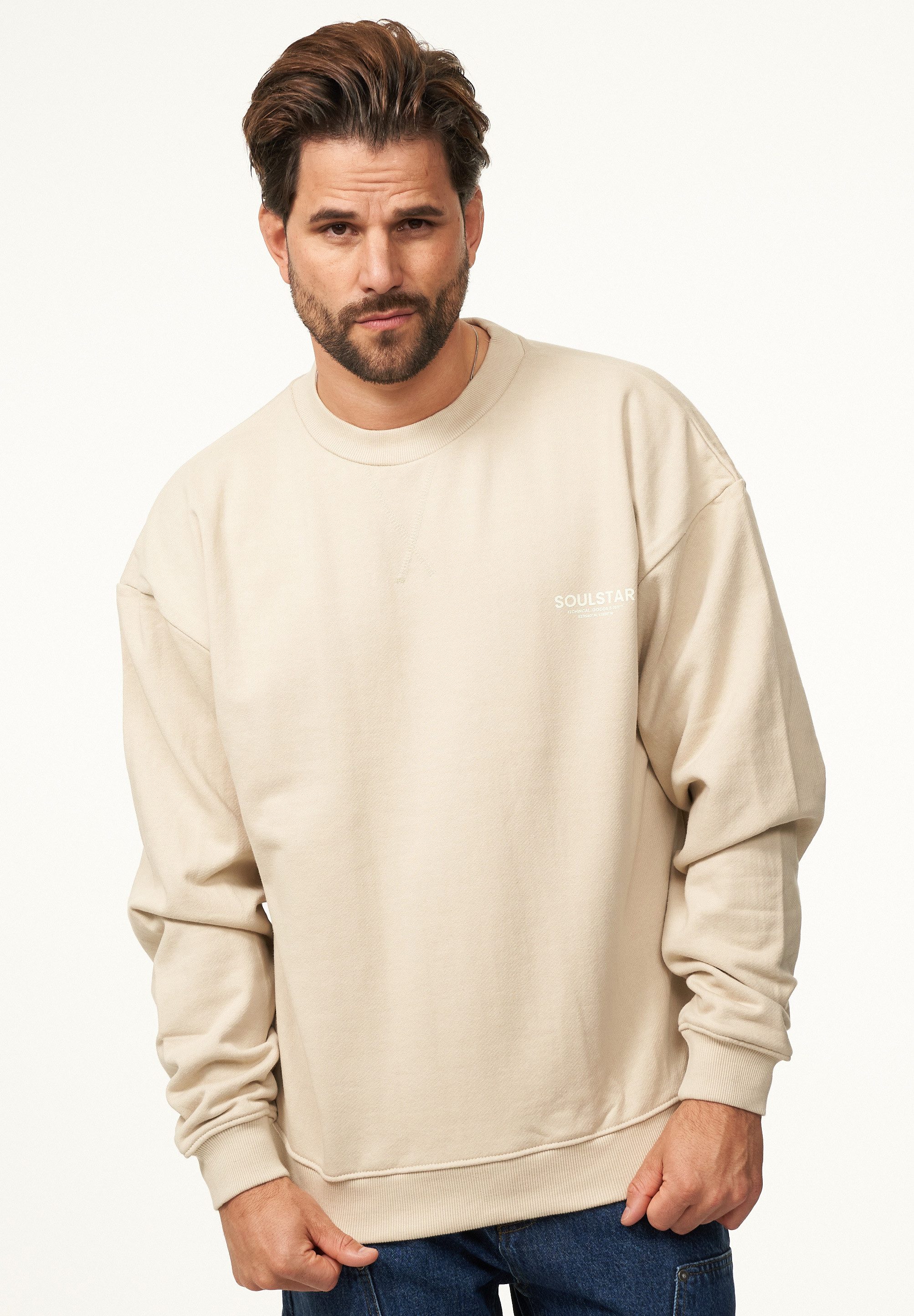 SOULSTAR Sweatshirt S2PAJU Herren Oversize Pullover mit Rundhals-Ausschnitt Crew-Neck Sweater