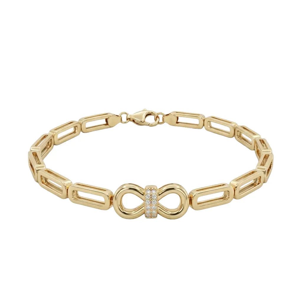 Suzan Gold Goldarmband 375 Gold Infinity Paperclip Zirkonia, Zeitloses Design, vielseitig kombinierbar, ideal als Geschenk